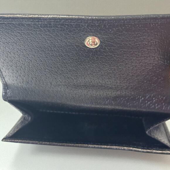 Vintage 90s GUCCI Black Wallet Unisex Double Snap Bifold GG Canvas & Leather COA - Picture 5 of 16